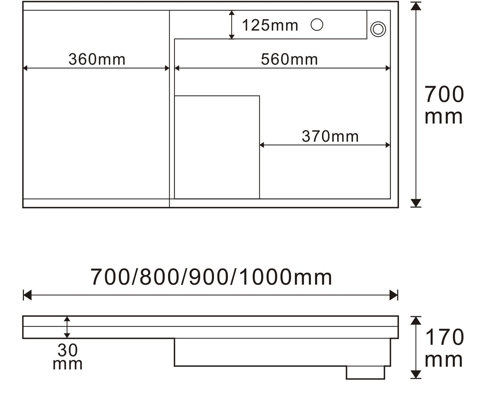 3514 White Rectangular Solid Surface Custom Basin technical drawing and dimensions