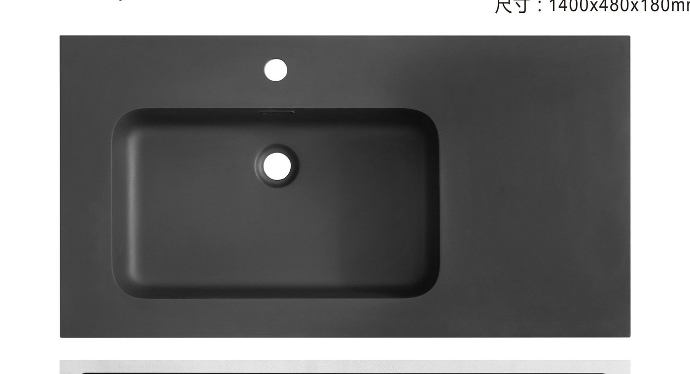 1901 Black Rectangular Solid Surface Undermount Basin