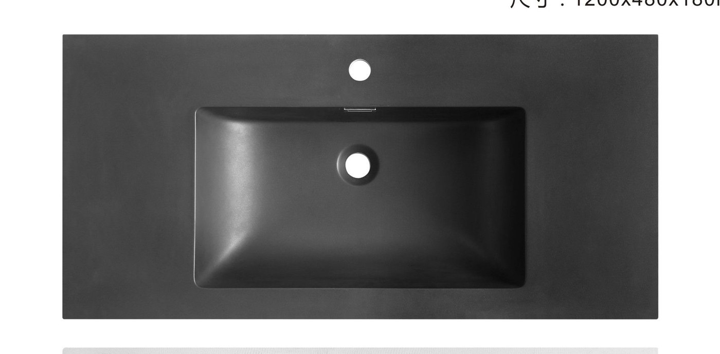 1902 Black Compact Rectangular Solid Surface Undermount Basin