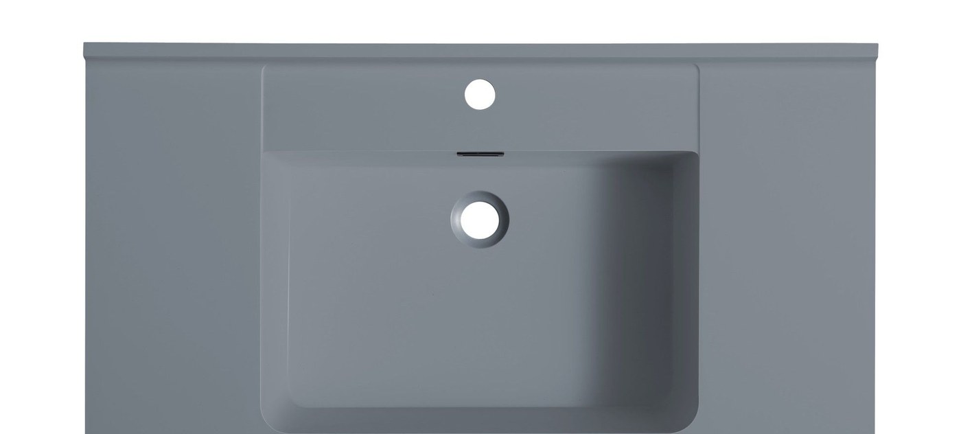 1903 Grey Long Rectangular Solid Surface Undermount Basin