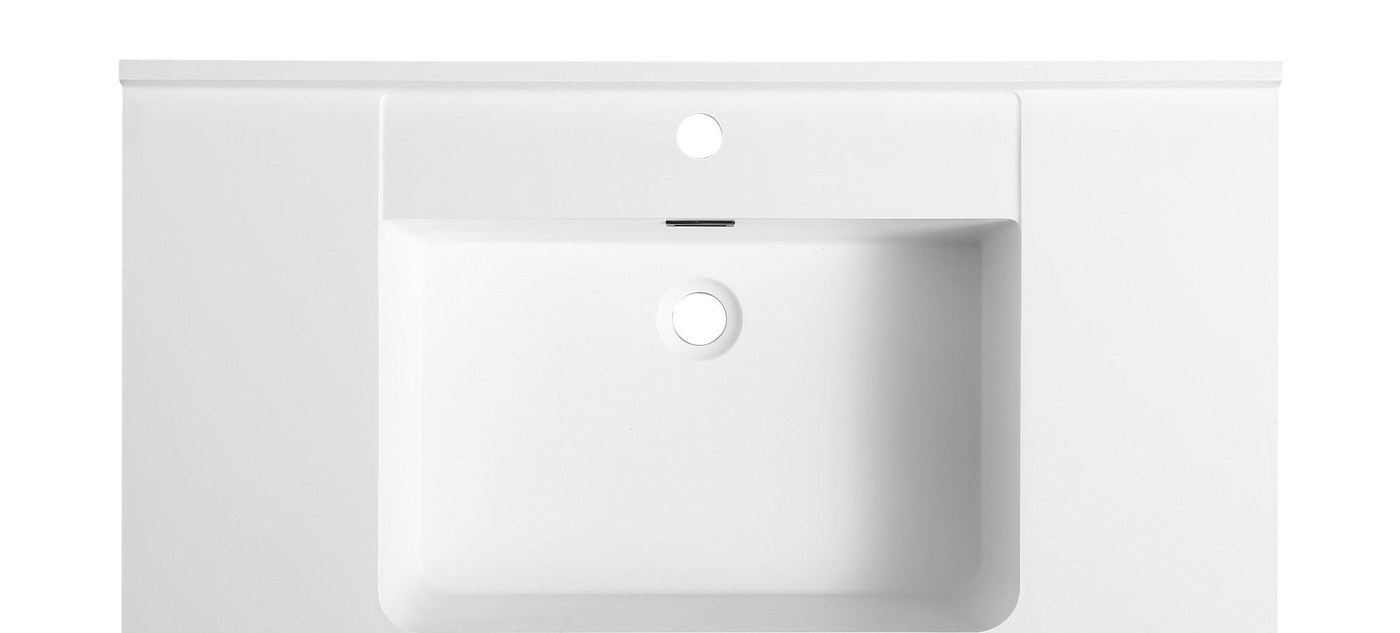1903 White Long Rectangular Solid Surface Undermount Basin