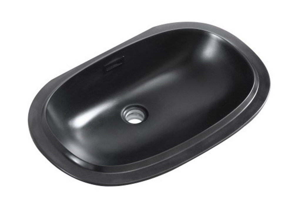 1906 Black Asymmetric Solid Surface Custom Basin
