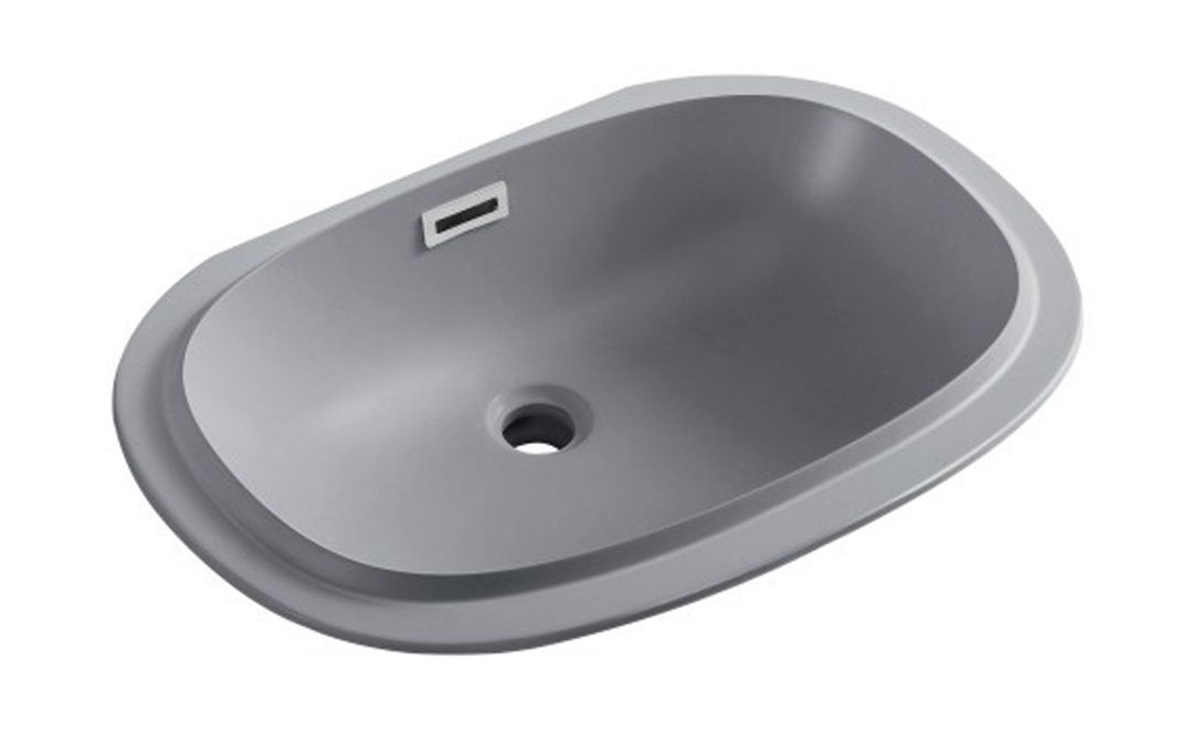 1906 Grey Long Rectangular Solid Surface Custom Basin