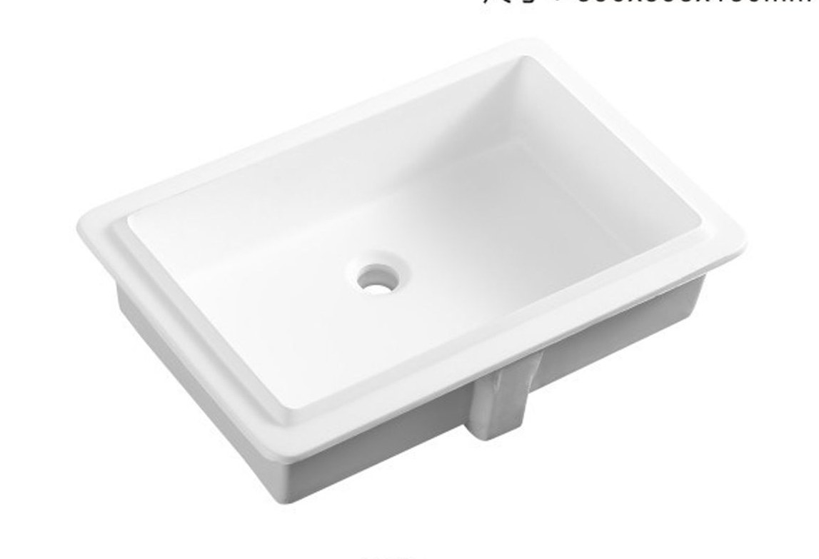 1907 White Rectangular Solid Surface Custom Basin