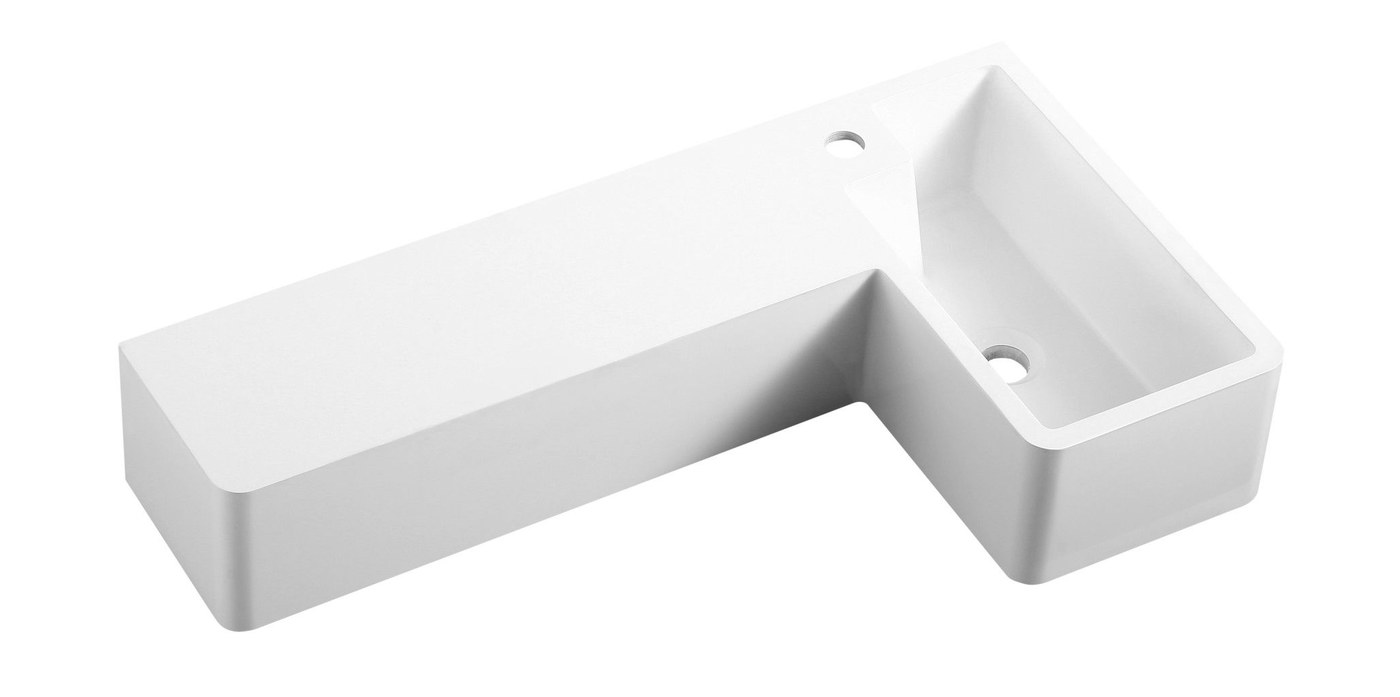 2003 White L-Shaped Solid Surface Vanity Basin