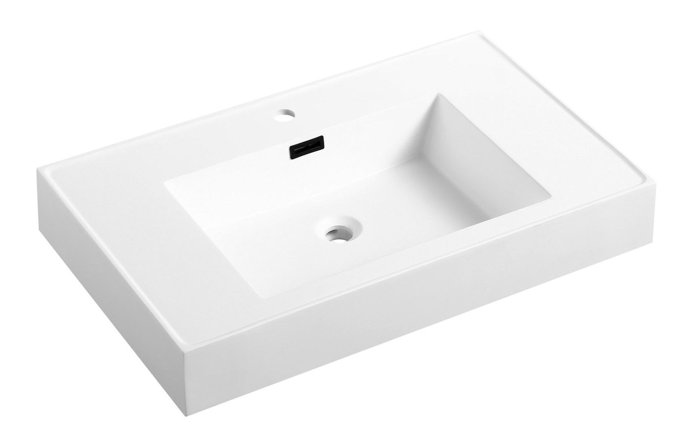 2005 White Rectangular Solid Surface Countertop Basin