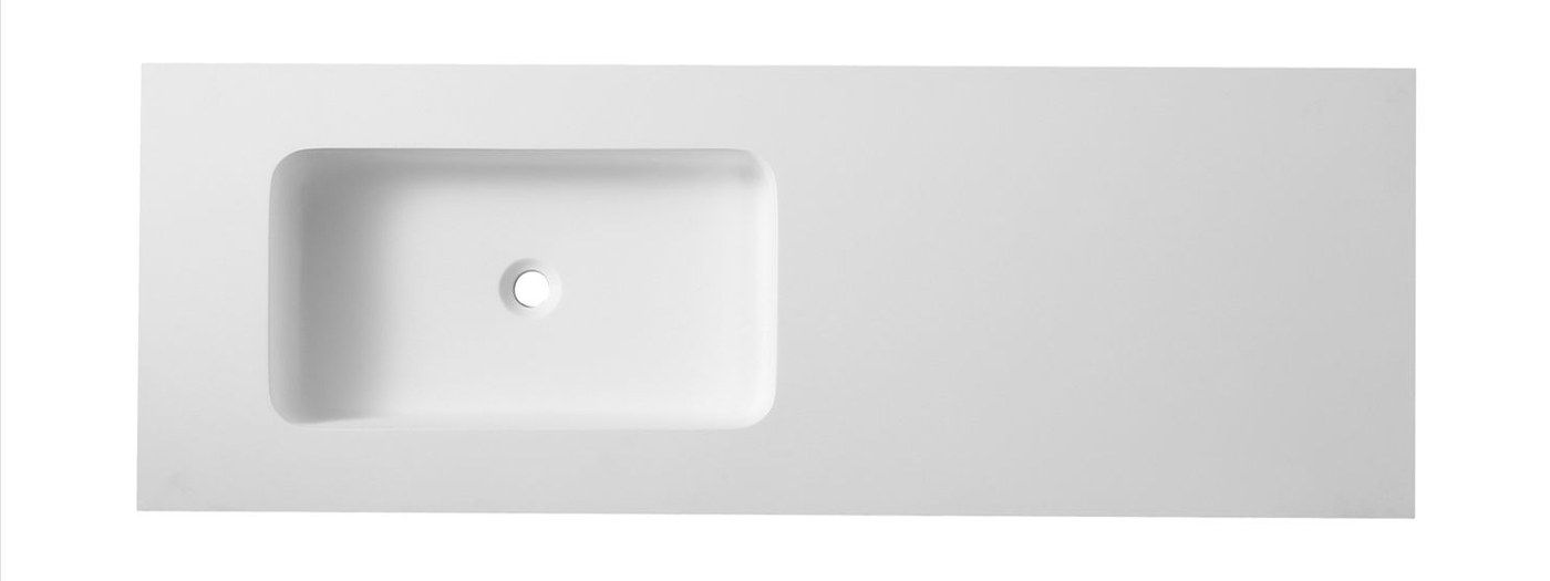 2202 White Rectangular Solid Surface Integrated Vanity Basin