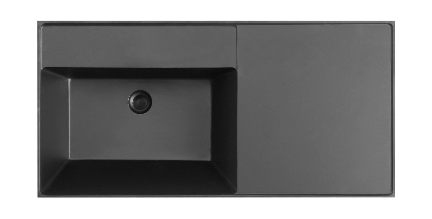 2806 Black Rectangular Solid Surface Integrated Vanity Basin