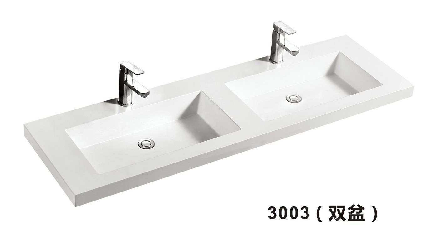 3003 White Rectangular Solid Surface Integrated Vanity Basin A