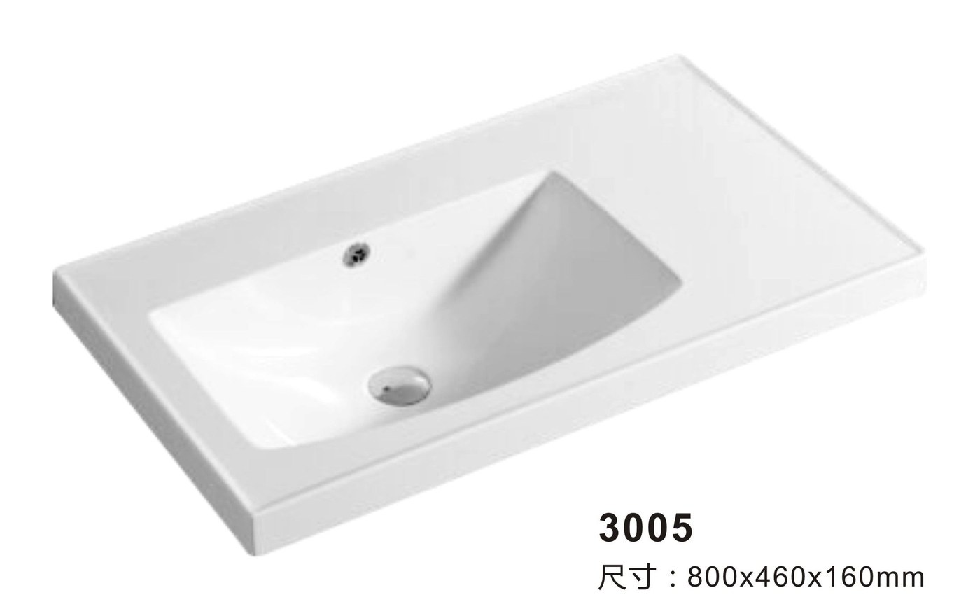3005 White Rectangular Solid Surface Integrated Vanity Basin