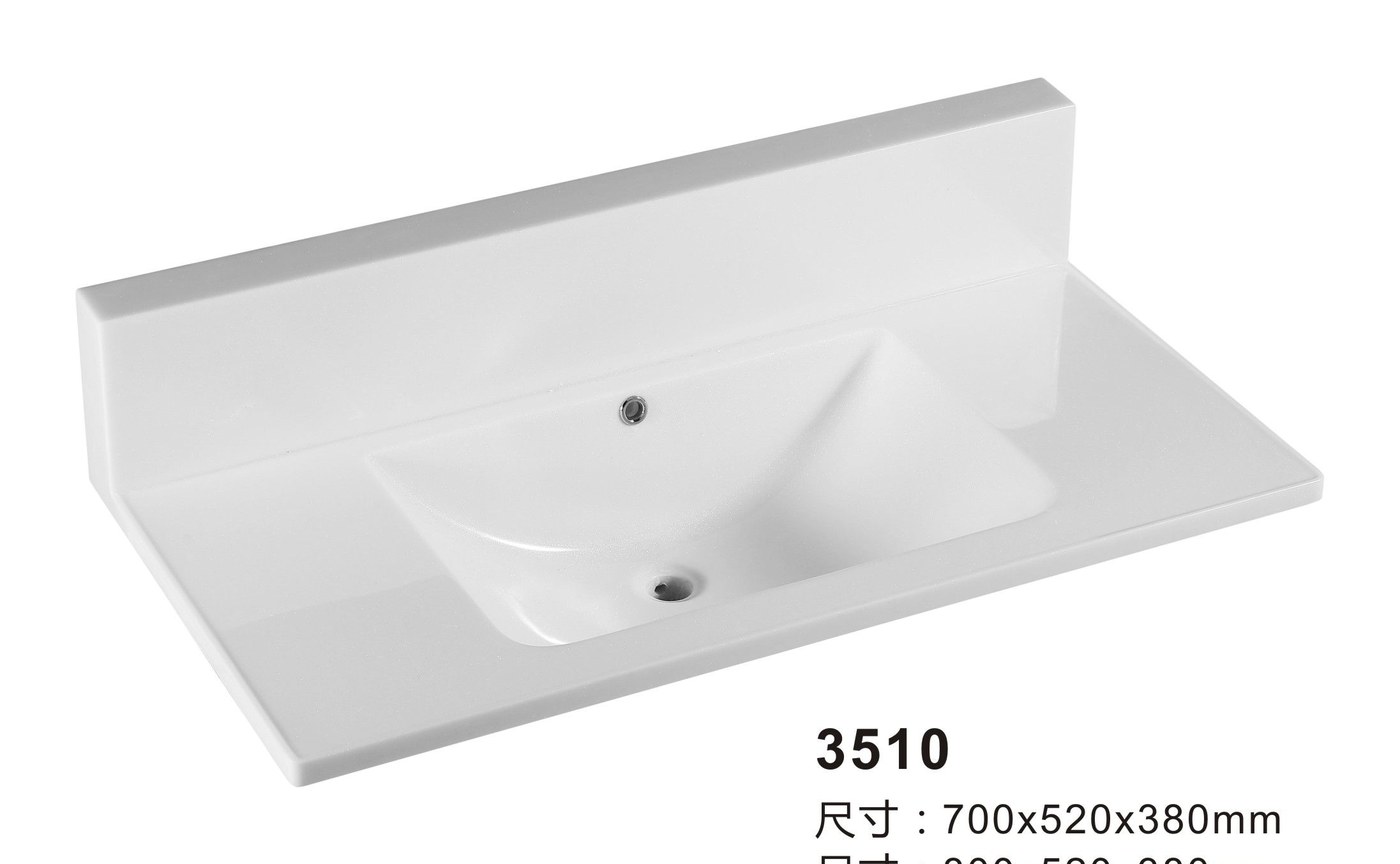 3510 White Rectangular Solid Surface Custom Basin