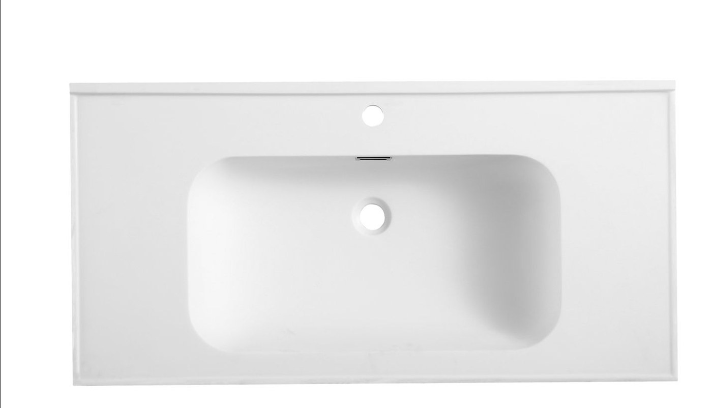 5505 White Rectangular Solid Surface Integrated Vanity Basin