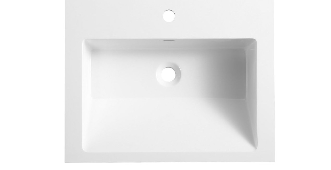 606 White Rectangular Solid Surface Integrated Vanity Basin