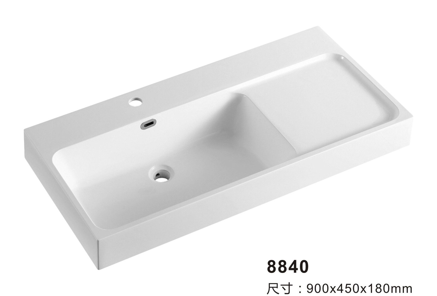 8840 White Rectangular Solid Surface Custom Basin