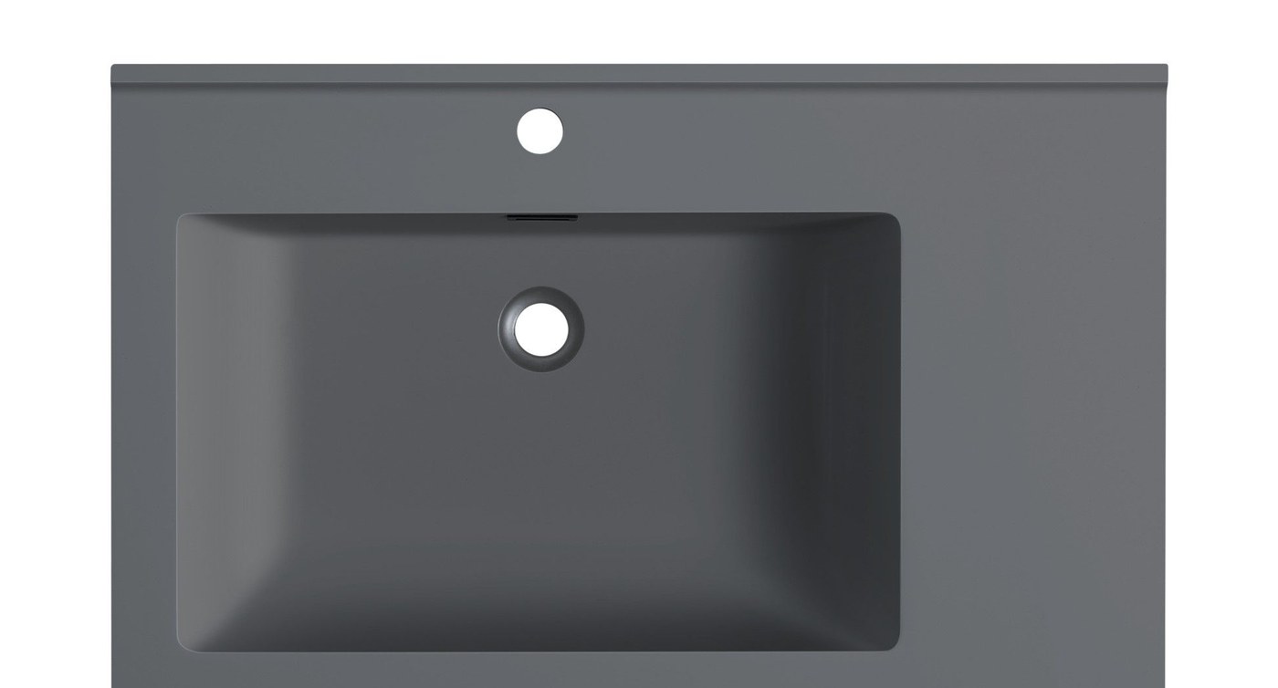 8850 Grey Asymmetric Solid Surface Integrated Vanity Basin
