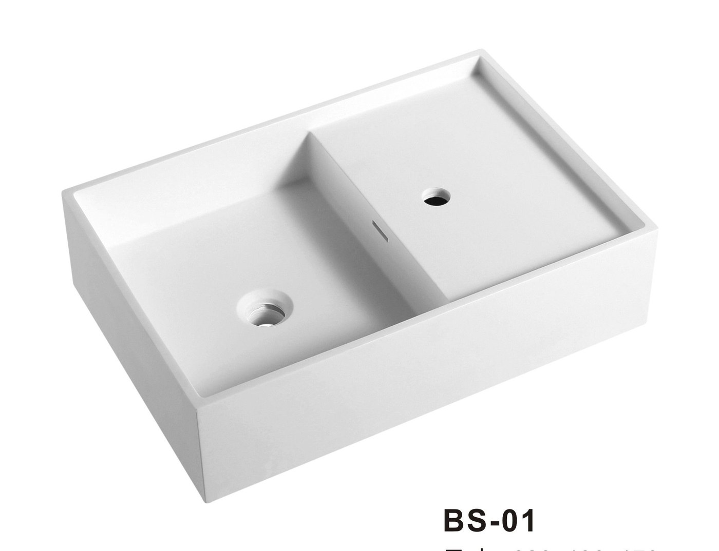 BS-01 White Rectangular Solid Surface Countertop Basin