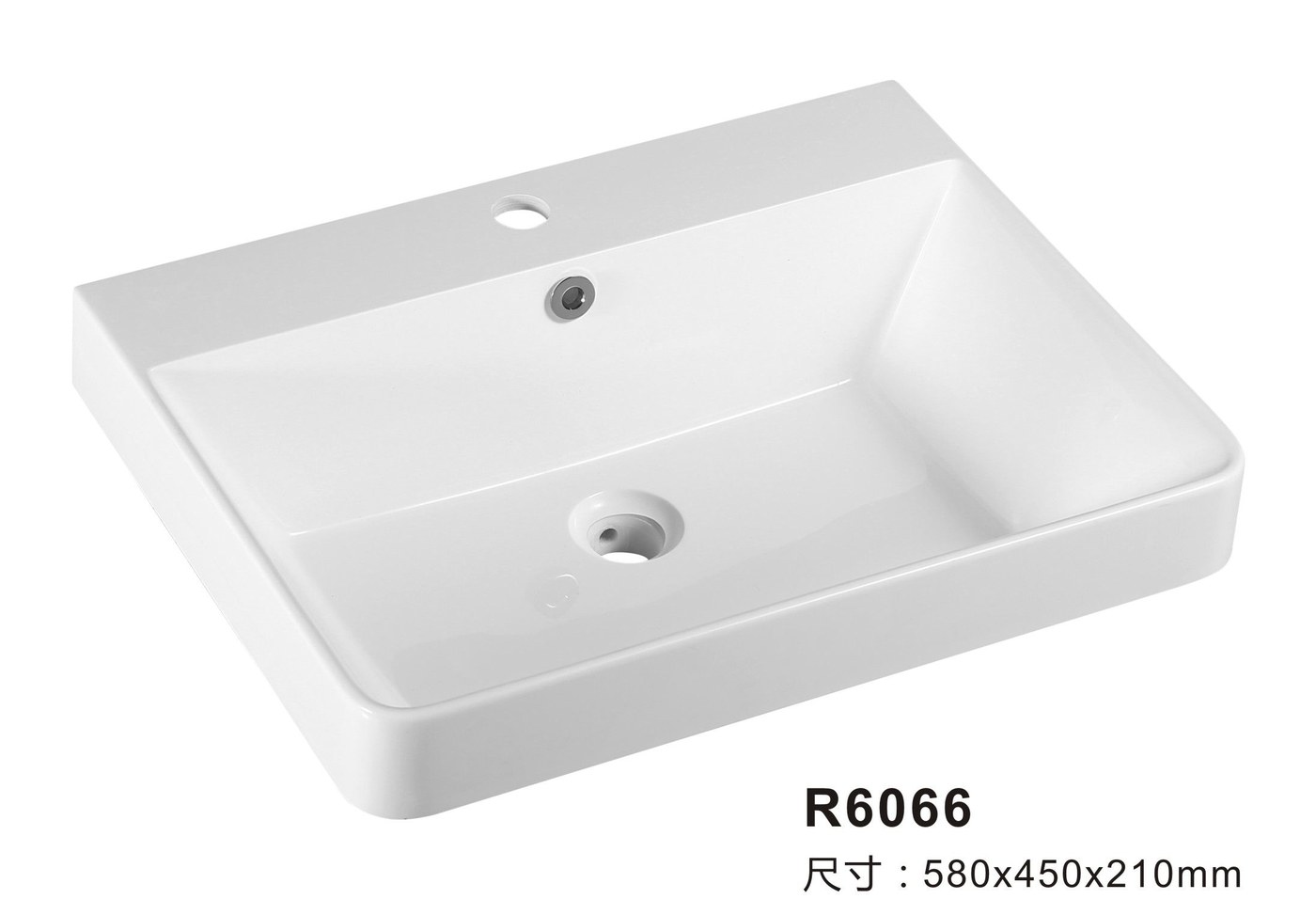 R6066 White Rectangular Solid Surface Countertop Basin