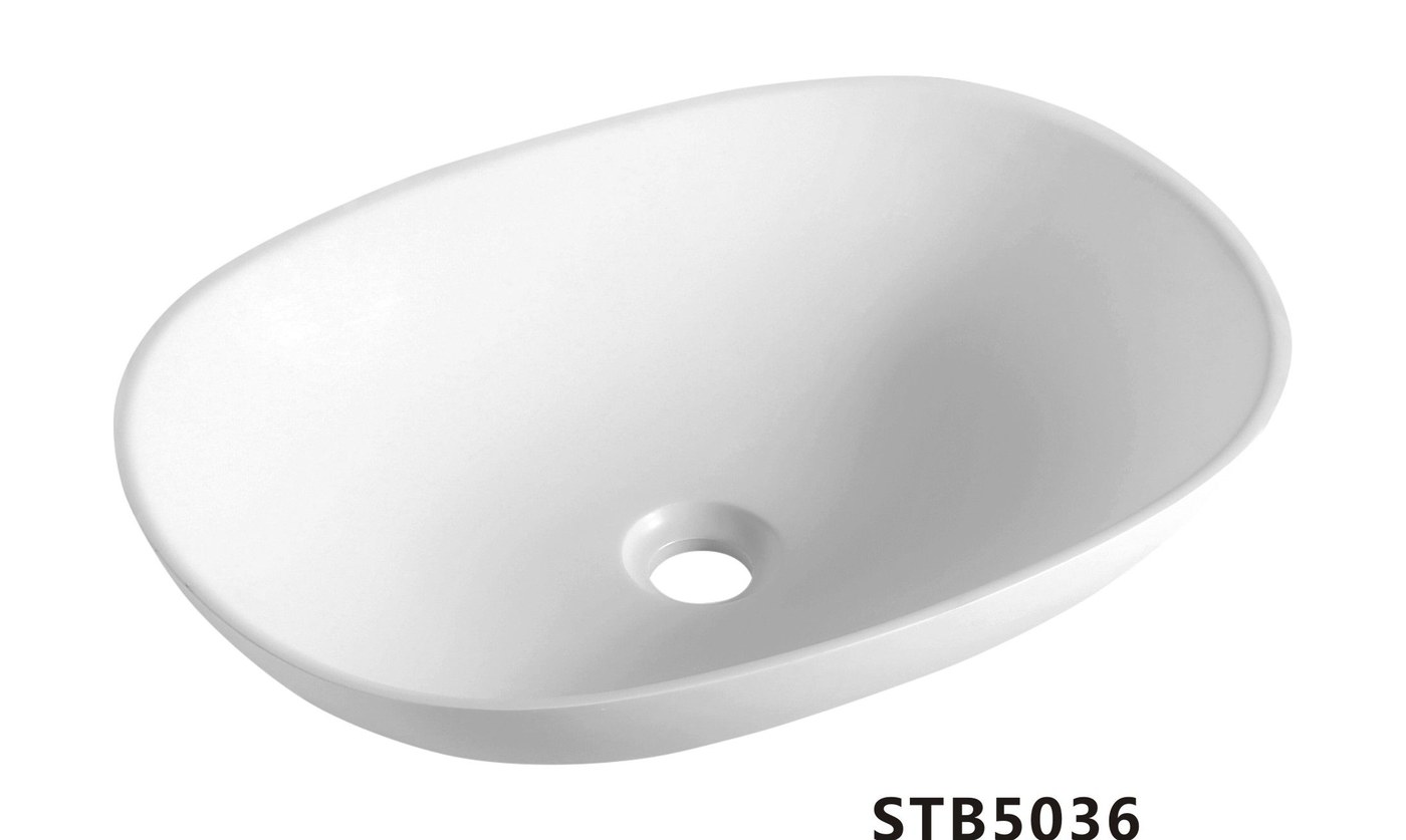 STB5036 White Rectangular Solid Surface Countertop Basin